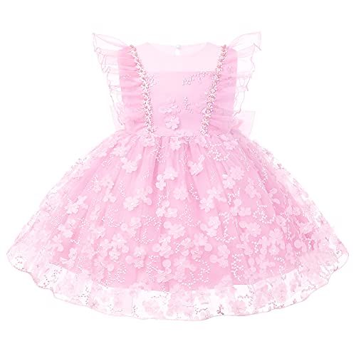 Baby Partykleid Kleinkinder Mädchen Organza Bowknot Tutu Prinzessin Abendkleid Blumenmädchen Hochzeit Brautjungfer Blumen Kleid Sommer Babykleid Geburtstag Festkleid Taufkleid Rosa 18-24 Monate von FYMNSI