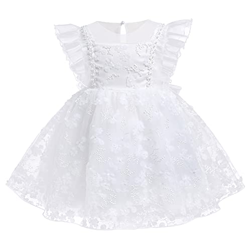 Baby Partykleid Kleinkinder Mädchen Organza Bowknot Tutu Prinzessin Abendkleid Blumenmädchen Hochzeit Brautjungfer Blumen Kleid Sommer Babykleid Geburtstag Festkleid Taufkleid Weiß 12-18 Monate von FYMNSI