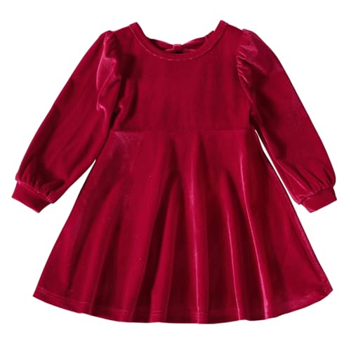 Baby Samtkleid M?dchen Weihnachtskleid Weihnachten Partykleid Bowknot Prinzessin Langarmkleid Festliches Festkleid Kleinkinder Herbstkleid Winterkleid Hochzeitskleid Casual Kleidung Rot 12-18 Monate von FYMNSI