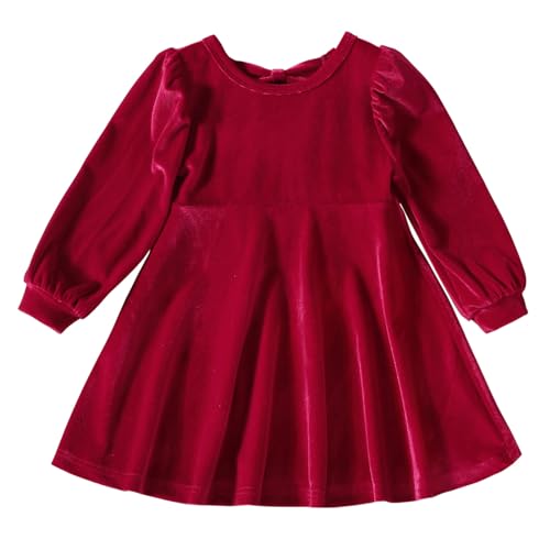 Baby Samtkleid M?dchen Weihnachtskleid Weihnachten Partykleid Bowknot Prinzessin Langarmkleid Festliches Festkleid Kleinkinder Herbstkleid Winterkleid Hochzeitskleid Casual Kleidung Rot 9-12 Monate von FYMNSI