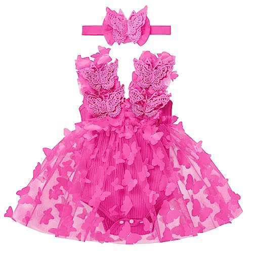 Baby Schmetterling Kleid 1 Geburtstag Mädchen Outfit Taufkleid Prinzessin Tüllrock mit Stirnband Ärmellos Bodykleid Kleinkinder Partykleid Festkleid Bekleidungssets Neugeborene Fotoshooting Rose 0-6M Baby Schmetterling Kleid 1 Geburtstag Mädchen Outfit Taufkleid Prinzessin Tüllrock mit Stirnband Ärmellos Bodykleid Kleinkinder Partykleid Festkleid Bekleidungssets Neugeborene Fotoshooting Rose 0-6M von FYMNSI