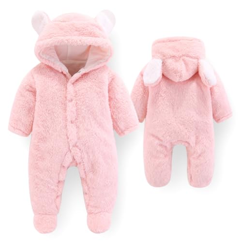 Baby Winter Fleece Overall mit B?r Ohr Kapuze Neugeborenes Schneeanzug Strampler M?dchen Jungen Einteiler Jumpsuit Rei?verschluss F??ig Playsuit Kleinkinder Warm Wintermantel Jacke Rosa 12 Monate von FYMNSI