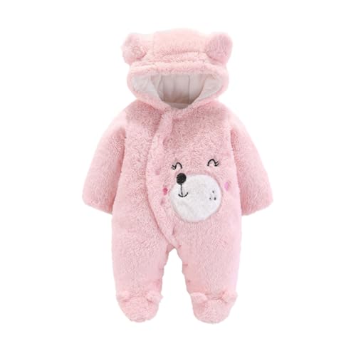 Baby Winter Fleece Overall mit B?r Ohr Kapuze Neugeborenes Schneeanzug Strampler M?dchen Jungen Einteiler Jumpsuit Rei?verschluss F??ig Playsuit Kleinkinder Warm Wintermantel Jacke Rosa B?r 12M von FYMNSI