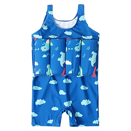 Badeanzug mit Schwimmhilfe Jungen Float Suit Kinder Bojenanzug Schwimmanzug Verstellbarem Auftrieb Schwimmend Bademode Bojenbadeanzug Schwimmen Jacke Einteiler Badebekleidung Blau Dinosaurier 3-4J von FYMNSI