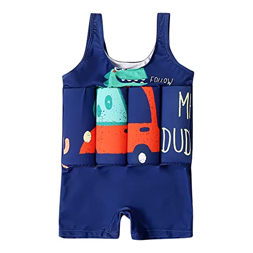 Badeanzug mit Schwimmhilfe Jungen Float Suit Kinder Bojenanzug Schwimmanzug Verstellbarem Auftrieb Schwimmend Bademode Bojenbadeanzug Schwimmen Jacke Einteiler Badebekleidung Dunkelblau 3-4 Jahre von FYMNSI