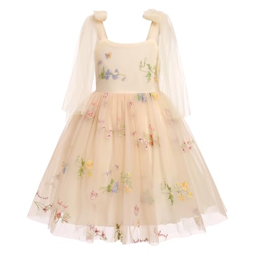Blumenm?dchen Kleid M?dchen Blumen Stickerei Tutu T?llkleid Prinzessin Partykleid Baby Taufkleid Festliches Festkleid Hochzeit Ballkleid Abendkleid Erstkommunion Kleider Fee Kost?m Aprikose 18-24M von FYMNSI