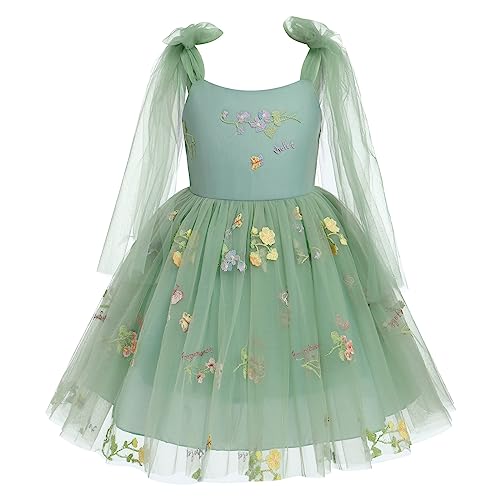 Blumenm?dchen Kleid M?dchen Blumen Stickerei Tutu T?llkleid Prinzessin Partykleid Baby Taufkleid Festliches Festkleid Hochzeit Ballkleid Abendkleid Erstkommunion Kleider Fee Kost?m Gr?n 18-24 Monate von FYMNSI