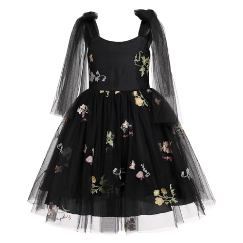 Blumenm?dchen Kleid M?dchen Blumen Stickerei Tutu T?llkleid Prinzessin Partykleid Baby Taufkleid Festliches Festkleid Hochzeit Ballkleid Abendkleid Erstkommunion Kleider Fee Kost?m Schwarz 3-4 Jahre von FYMNSI
