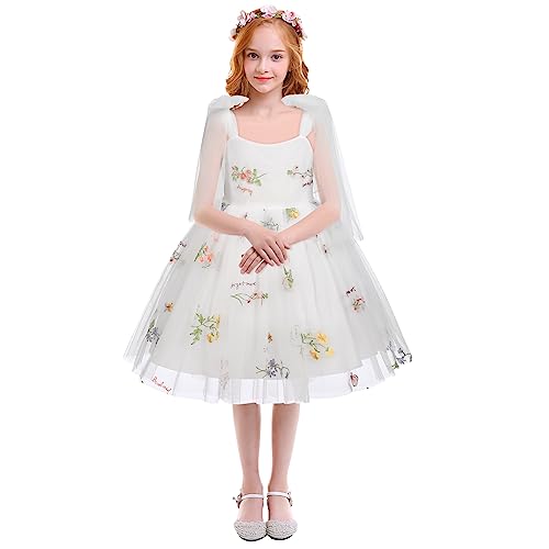 Blumenm?dchen Kleid M?dchen Blumen Stickerei Tutu T?llkleid Prinzessin Partykleid Baby Taufkleid Festliches Festkleid Hochzeit Ballkleid Abendkleid Erstkommunion Kleider Fee Kost?m Wei? 12-18 Monate von FYMNSI