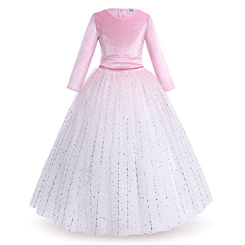 Blumenmädchen Kleid Kinder Mädchen Samtkleid 3/4 Arm Langes Abendkleid Festlich Hochzeit Brautjungfern Weihnachten Partykleid Pailletten Tüll Prinzessin Weihnachtskleid Ballkleid Rosa 7-8 Jahre von FYMNSI
