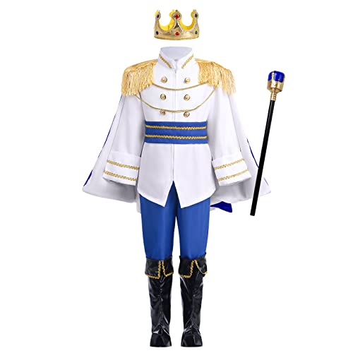 Charming Prinz Kostüm Kinder Junge König Kinderkostüm Prinzenkostüm Märchenprinz Jungenkostüm Prince Faschingskostüme Märchenkostüm Halloween Karneval Cosplay Verkleidung Königsblau 11-12 Jahre von FYMNSI