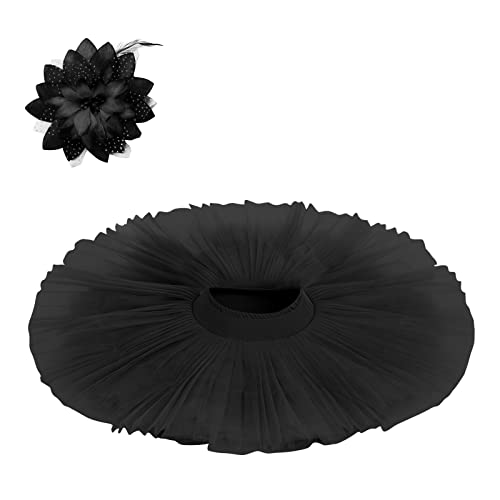 Damen Professioneller Ballett Tutu Rock Mädchen Schwan 7 lagiger Tüll Ballettrock mit Höschen Harte Organdy Platte Performance Gymnastikrock mit Haarklammer Erwachsene Tanzkleidung Schwarz XXL Damen Professioneller Ballett Tutu Rock Mädchen Schwan 7 lagiger Tüll Ballettrock mit Höschen Harte Organdy Platte Performance Gymnastikrock mit Haarklammer Erwachsene Tanzkleidung Schwarz XXL von FYMNSI