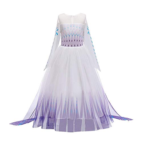 ELSA Kostüm Kinder Mädchen Schneekönigin Eiskönigin 2 Prinzessin Schneeflocke Druck Langarm Abendkleid Tüll Umhang Party Fasching Karneval Halloween Weihnachten Kleid Festkleid Violett 01 11-12 Jahre von FYMNSI