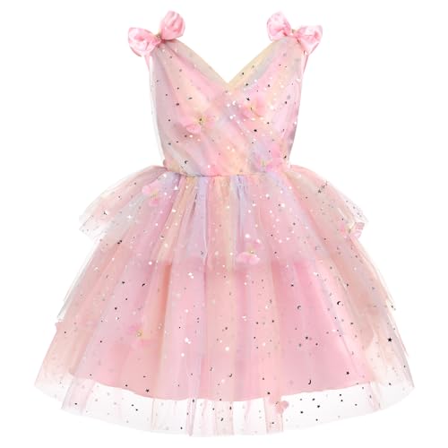 FYMNSI Baby M?dchen Geburtstag Partykleid Kleinkinder Taufkleid Prinzessin T?llkleid Blumenm?dchen Schmetterling Festlich Festkleid Hochzeit 1. Geburtstag Festzug Formal Abendkleider Rosa Bunt 12-18M von FYMNSI