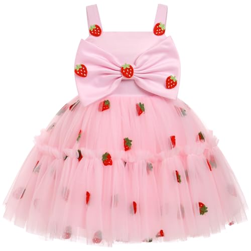 FYMNSI Baby M�dchen Geburtstag Partykleid Taufkleid Prinzessin T�llkleid Blumenm�dchen Erdbeere Festliches Festkleid Hochzeit Brautjungfer Formal Abendkleid Fotoshooting Sommerkleid Rosa 18-24M von FYMNSI