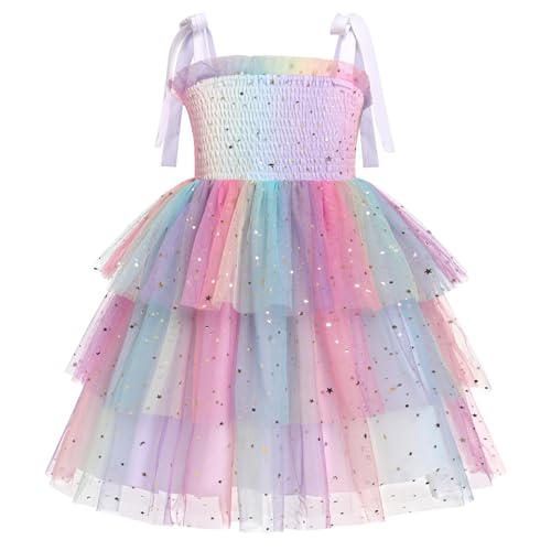FYMNSI Baby M�dchen Kleid Kleinkinder Geburtstag Partykleid Kinder Prinzessin Festlich Festkleider Tr�gerkleid Blumenm�dchen Hochzeit Brautjungfer Sommer T�llkleid Formal Abendkleider Bunt 3-4 Jahre von FYMNSI