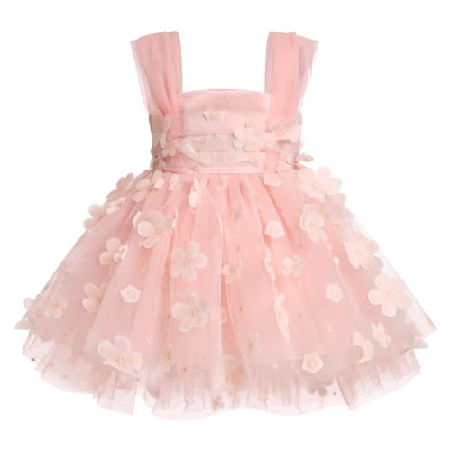 FYMNSI Baby M?dchen Prinzessin Kleider Taufkleid Kleinkinder Festlich Festkleid Blumenm?dchen Hochzeit 1. Geburtstag Partykleid Festzug Sommer T?llkleid Formal Abendkleid Babybekleidung Rosa 5-6J von FYMNSI