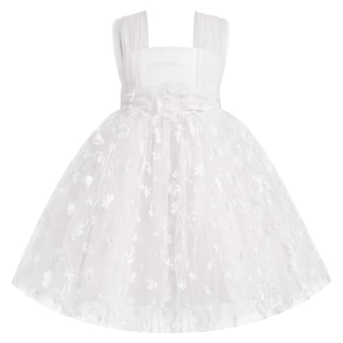 FYMNSI Baby M?dchen Prinzessin Kleider Taufkleid Kleinkinder Festlich Festkleid Blumenm?dchen Hochzeit 1. Geburtstag Partykleid Festzug Sommer T?llkleid Formal Abendkleid Babybekleidung Wei? 5-6J von FYMNSI