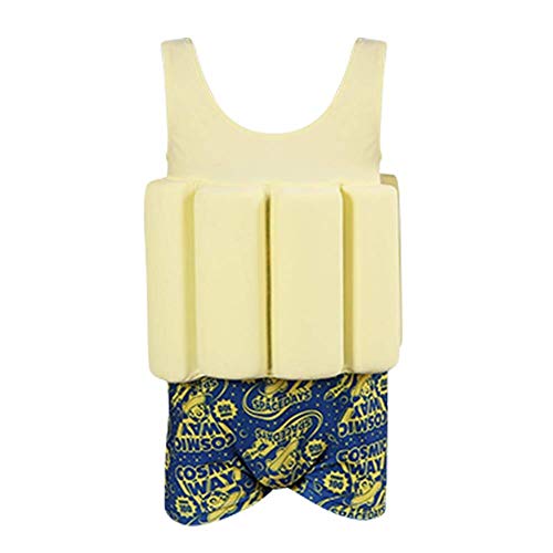 FYMNSI Baby Mädchen Jungen Bojen Badeanzug Kinder Badebekleidung mit Schwimmbojen Schwimmhilfe Einteiler Bojenanzüge Auftrieb Bademode Ärmellos Float Suit Strand Baden Training Swimwear Gelb 6-7J von FYMNSI