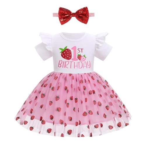 FYMNSI Baby Mädchen Mein Erster 1. Geburtstag Kleid Baumwolle Kurzarm Erdbeere Tutu Tüllkleid mit Schleife Stirnband Kleinkinder Taufe Prinzessin Partykleid Fotoshooting Outfit Sommer Rosa 9-12 Monate FYMNSI Baby Mädchen Mein Erster 1. Geburtstag Kleid Baumwolle Kurzarm Erdbeere Tutu Tüllkleid mit Schleife Stirnband Kleinkinder Taufe Prinzessin Partykleid Fotoshooting Outfit Sommer Rosa 9-12 Monate von FYMNSI