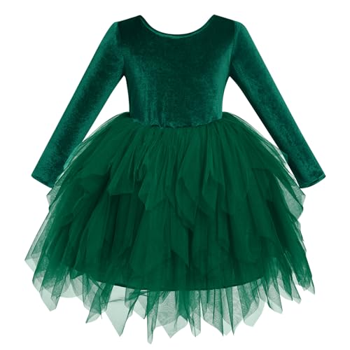 FYMNSI Blumenm�dchen Kinder Samtkleid Baby M�dchen Weihnachtskleid Weihnachten Geburtstag Partykleid Roundhals A-Linie T�t� T�ll Festliches Festkleid Prinzessin Herbst Winter Kleid Gr�n 12-18 Monate von FYMNSI