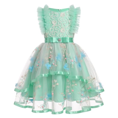 FYMNSI Blumenm�dchen Kleid Kinder Abendkleid T�t� T�ll Prinzessin Hochzeit Brautjungfern M�dchen Blumenstickerei Partykleid Geburtstag Kommunionskleid Ballkleid Festliches Festkleid Gr�n 5-6 Jahre von FYMNSI