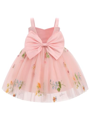 FYMNSI Blumenm�dchen Kleid Kinder Baby M�dchen Tr�ger V-Ausschnitt �rmellos Geburtstag Partykleid Prinzessin T�llkleid Hochzeit Brautjungfer Festkleid Kurzes Abendkleider Rosa 18-24 Monate von FYMNSI