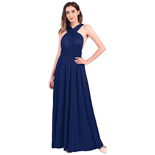 FYMNSI Damen Multiway Lange Abendkleid Hochzeit Brautjungfernkleid Bodenlang Partykleid Cocktailkleid Cabrio Wickelkleid V-Ausschnitt Festlich Kleid Rückenfrei Neckholder Maxikleid Sommer Strandkleid von FYMNSI