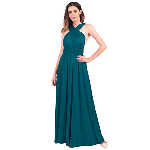 Abendkleid Damen Cocktailkleid Hochzeit Brautjungfernkleid Multiway Langes Partykleid Bodenlang Wickelkleid Elegant V-Ausschnitt Rückenfrei Neckholder Plisse Maxikleid Sommer Strandkleid Blaugrün S Abendkleid Damen Cocktailkleid Hochzeit Brautjungfernkleid Multiway Langes Partykleid Bodenlang Wickelkleid Elegant V-Ausschnitt Rückenfrei Neckholder Plisse Maxikleid Sommer Strandkleid Blaugrün S von FYMNSI