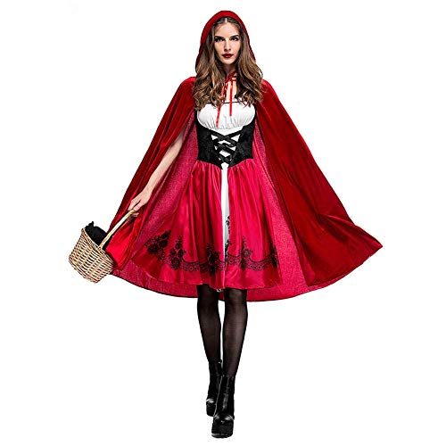 FYMNSI Damen Rotk?ppchen Kost?m mit Umhang Erwachsene Faschingskost?me Wolfk?ppchen M?rchen Prinzessin Party Cosplay Kleid f?r Fasching Karneval Halloween Weihnachten Gothic Sexy Verkleidung Rot XL von FYMNSI