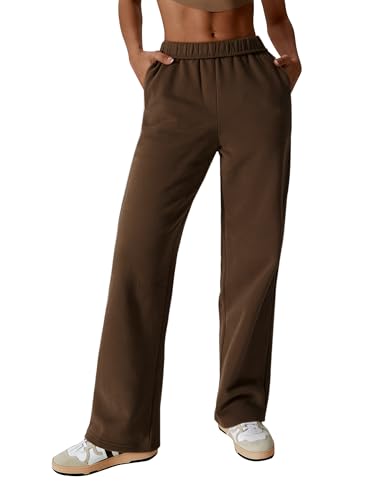 FYMNSI Damen Winter Warme Jogginghose Gefütterte Thermo Sporthose Sherpa Fütterung Fleece Jogger Hose Breites Bein Winterhose mit Taschen Hohe Taille Outdoor Freizeithose Sweathose Braun S FYMNSI Damen Winter Warme Jogginghose Gefütterte Thermo Sporthose Sherpa Fütterung Fleece Jogger Hose Breites Bein Winterhose mit Taschen Hohe Taille Outdoor Freizeithose Sweathose Braun S von FYMNSI