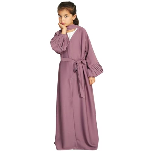 FYMNSI Gebetskleidung Für Kinder, Muslimisches Gebetkleid für Mädchen, Abaya Islamisches Gebetskleid mit Hijab Muslim Maxikleid Kaftan Ramadan Mittlerer Osten Arabisch Party Robe Mauve 9-10 Jahre von FYMNSI