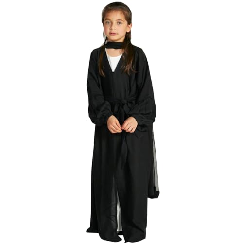 FYMNSI Gebetskleidung Für Kinder, Muslimisches Gebetkleid für Mädchen, Abaya Islamisches Gebetskleid mit Hijab Muslim Maxikleid Kaftan Ramadan Mittlerer Osten Arabisch Party Robe Schwarz 9-10 Jahre von FYMNSI