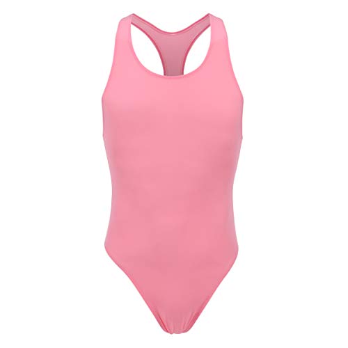 FYMNSI Herren Body Kompression Durchsichtig Stringbody Ärmellos Männerbody Unterwäsche Muskel Shirt High Cut Wrestling Unterhemd Leotard Einteiler Dessous Nachtwäsche Bodywear Overall Tank Top Rosa von FYMNSI