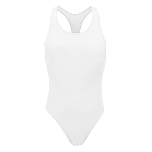 FYMNSI Herren Body Kompression Durchsichtig Stringbody Ärmellos Männerbody Unterwäsche Muskel Shirt High Cut Wrestling Unterhemd Leotard Einteiler Dessous Nachtwäsche Bodywear Overall Tank Top Weiß von FYMNSI