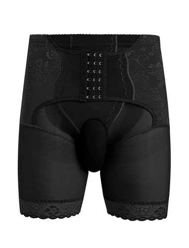 FYMNSI Herren Boxershorts Hohe Taille Bauch Weg Miederslip Unterhosen M�nner Miederpants Effekt Figurformende Retroshorts Boxer Unterw�sche Shapewear Kompressionsshorts Schwarz XL von FYMNSI