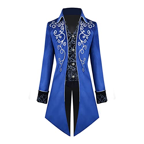 FYMNSI Herren Gothic Steampunk Frack Mantel M?nner Langes Smoking Mittelalter Viktorianischen Retro Jacke mit Waistcoat Uniform Karneval Fasching Halloween Kost?m Party Cosplay 1# Blau 3XL FYMNSI Herren Gothic Steampunk Frack Mantel M?nner Langes Smoking Mittelalter Viktorianischen Retro Jacke mit Waistcoat Uniform Karneval Fasching Halloween Kost?m Party Cosplay 1# Blau 3XL von FYMNSI