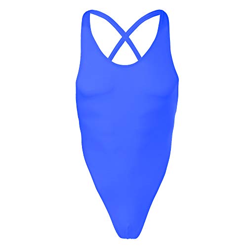 FYMNSI Herren Transparent Body Ärmellos Stringbody Racerback Sportbody Durchsichtig Netz Herrenbody Männer Overall Muskel Shirt Tank Top Unterwäsche Nachtwäsche Unterhemd Einteiler Blau L von FYMNSI