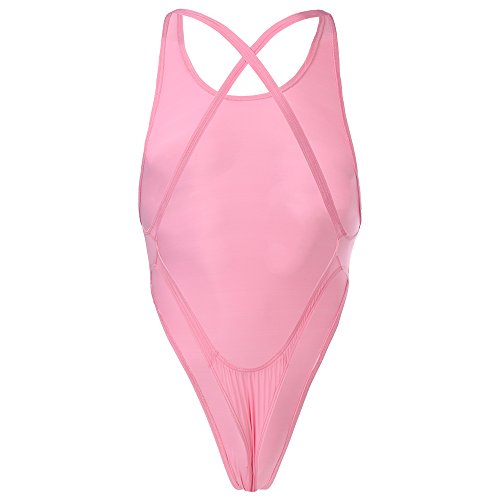 FYMNSI Herren Transparent Body Ärmellos Stringbody Racerback Sportbody Durchsichtig Netz Herrenbody Männer Overall Muskel Shirt Tank Top Unterwäsche Nachtwäsche Unterhemd Einteiler Rosa XXL von FYMNSI