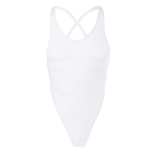 FYMNSI Herren Transparent Body Ärmellos Stringbody Racerback Sportbody Durchsichtig Netz Herrenbody Männer Overall Muskel Shirt Tank Top Unterwäsche Nachtwäsche Unterhemd Einteiler Weiß L von FYMNSI