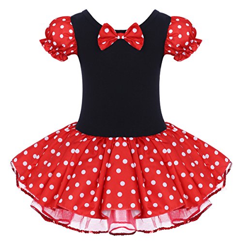 FYMNSI Kinder Baby Mädchen Gepunktet Tütü Kleid Ballettkleid Geburtstagskleid Tupfen Partykleid Halloween Karneval Fasching Cospaly Verkleidung Rot 3-4 Jahre von FYMNSI