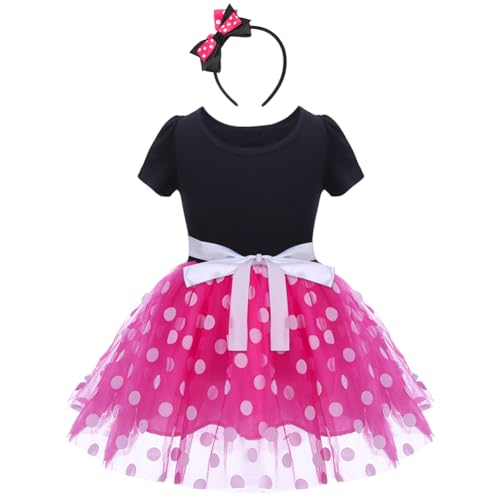 FYMNSI Kinder Baby Mädchen Minnie Maus Kostüme Gepunket Tütü Tüll Geburtstag Partykleid Fasching Karneval Halloween Weihnachten Cosplay Festliches Ballkleid mit Stirnband von FYMNSI