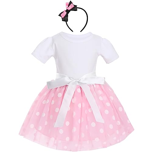 FYMNSI Kinder Baby Mädchen Minnie Maus Kostüme Gepunket Tütü Tüll Geburtstag Partykleid Fasching Karneval Halloween Weihnachten Cosplay Festliches Ballkleid mit Stirnband von FYMNSI