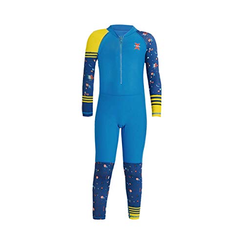 FYMNSI Kinder Badebekleidung Jungen Neoprenanzug Langarm Taucheranzug UV-Schutz UPF 50+ Einteiler Langarm Badeanzug Shwimmanzug Wärmehaltung Bademode Schutzkleidung Surfanzug Blau 5-6 Jahre von FYMNSI