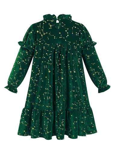 FYMNSI Kinder M�dchen Samtkleid Winter Langarm Prinzessinenkleid Blumenm�dchen Abendkleider Weihnachtskleid Weihnachten Festliches Festkleid Partykleid Freizeit Winter Herbstkleid Gr�n 6-7 Jahre von FYMNSI