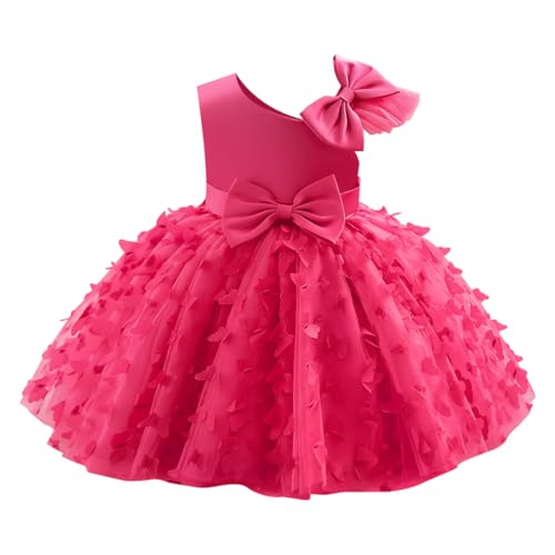 FYMNSI Kleinkinder Baby M�dchen Kleid Prinzessin T�t� Partykleid Schmetterling T�ll Abendkleid Hochzeit Brautjungfer Festliches Festkleid Schleife Geburtstag Taufkleid Ballkleid Rose 3-4 Jahre von FYMNSI