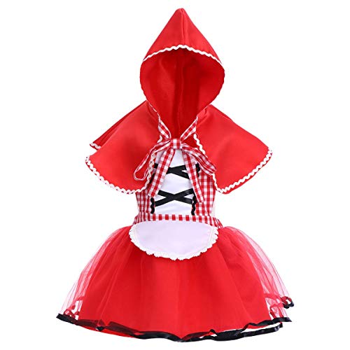 FYMNSI Rotkäppchen Kostüm für Neugeborene Baby Mädchen Kleinkinder Märchen Prinzessin Cosplay Verkleidung Halloween Weihnachten Party Faschingkostüm Neckholder Kleid und Kapuze Umhang 12-18 Monate von FYMNSI