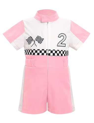 FYMNSI Rennfahrer Kost�m Baby Jungen M�dchen 2. Geburtstag Outfit Kleinkinder Rennanzug Overall Jumpsuit Racer Racing Verkleidung f�r Fasching Karneval Halloween Party Rollenspiele Rosa 18-24 Monate von FYMNSI