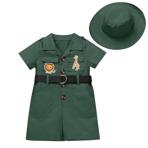 FYMNSI Zoow�rter Kost�m f�r Kinder Baby M�dchen Jungen Zookeeper Safari Dschungel Forscher Anzug Explorer Set Tierpfleger MaskenKost�m Afrika Forscher Fasching Karneval Verkleidung Gr�n 12-18 Monate von FYMNSI