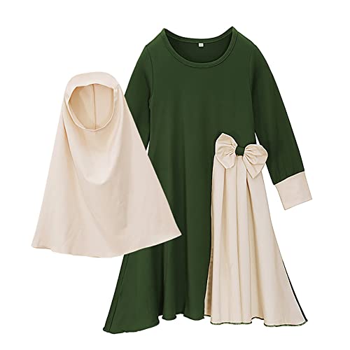 Gebetskleidung F?r Kinder, Zweiteilig Muslimisches Kleid f?r M?dchen, Baby Abaya Islamisches Gebetskleid mit Hijab Muslim Maxikleid Kaftan Ramadan Mittlerer Osten Dubai Arabisch Robe Gr?n 9-10 Jahre von FYMNSI